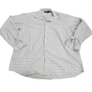 Polo Ralph Lauren Bonnard Mens Large Blue White Windowpane Check Cotton Shirt